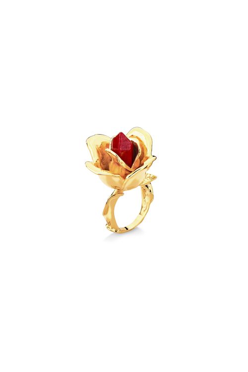 Anel Rosa - Feldspato Vermelho - Coleção À Flor da Pele Banho: Folheado a Ouro