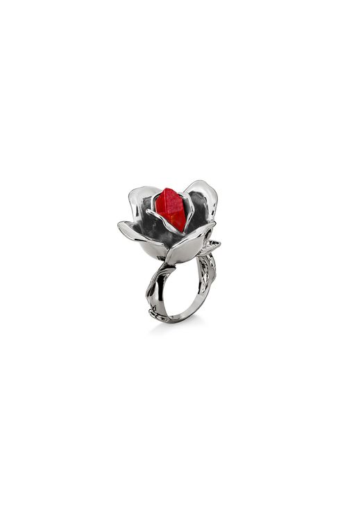 Anel Rosa - Feldspato Vermelho - Coleção À Flor da Pele Banho: Ródio Negro