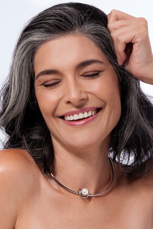 Colar Choker Dança - Pérola - Coleção Ritmo Banho: Ródio Negro