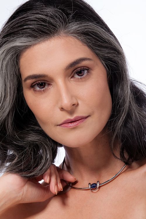 Colar Choker Dança - Sodalita - Coleção Ritmo Banho: Ródio Negro