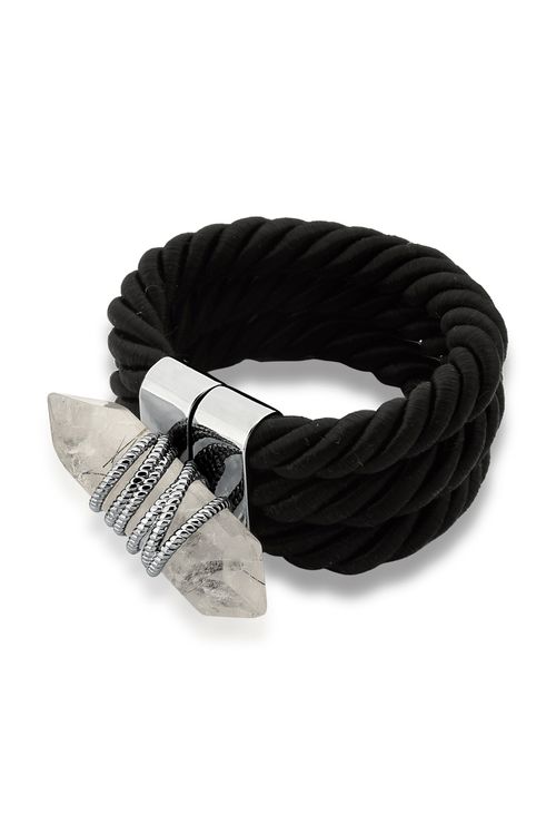 Pulseira Odin - Cristal Grafitado e Cordão Preto - Coleção Collab MD + Patbo Banho: Ródio Negro