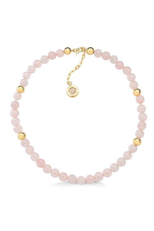 Colar Esferas - Quartzo Rosa - Coleção Believe Banho: Folheado a Ouro