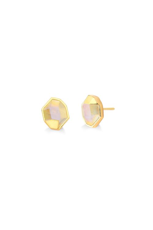 Brinco Ludic - Quartzo Branco Holográfico - Coleção Sublime Banho: Folheado a Ouro