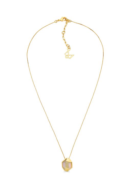 Colar Ludic - Quartzo Branco Holográfico - Coleção Sublime Banho: Folheado a Ouro