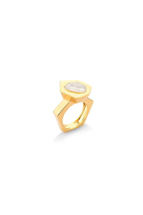 Anel Atitude - Cristal - Coleção Existe em Mim Banho: Folheado a Ouro