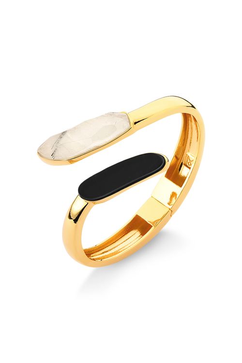 Pulseira Clareza - Cristal Grafitado e Obsidiana Preta - Coleção Existe em Mim Banho: Folheado a Ouro