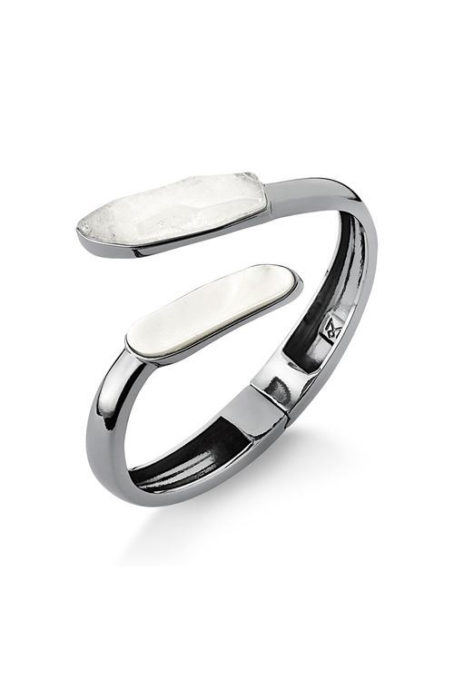 Pulseira Clareza - Cristal e Madrepérola - Coleção Existe em Mim Banho: Ródio Negro