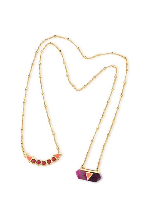 Colar Santa Clara - Ágata Pink Listrada, Feldspato Vermelho e Marsala - Coleção Califórnia Dreamin Banho: Folheado a Ouro