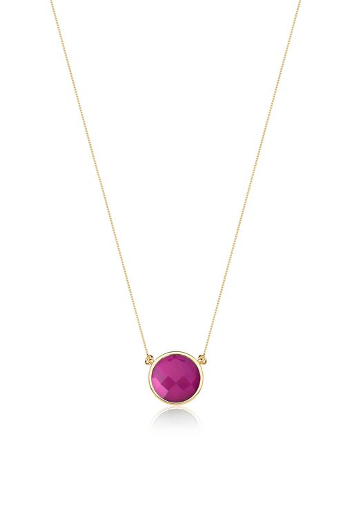 Colar Solitário - Haulita Pink - Coleção Daily Banho: Folheado a Ouro