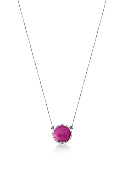 Colar Solitário - Haulita Pink - Coleção Daily Banho: Ródio Negro