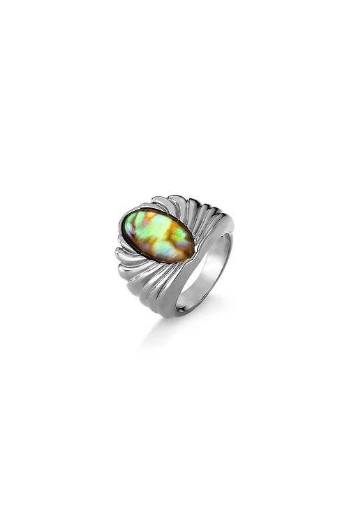 Anel Nadadeira - Abalone - Coleção Mergulho Banho: Ródio Negro