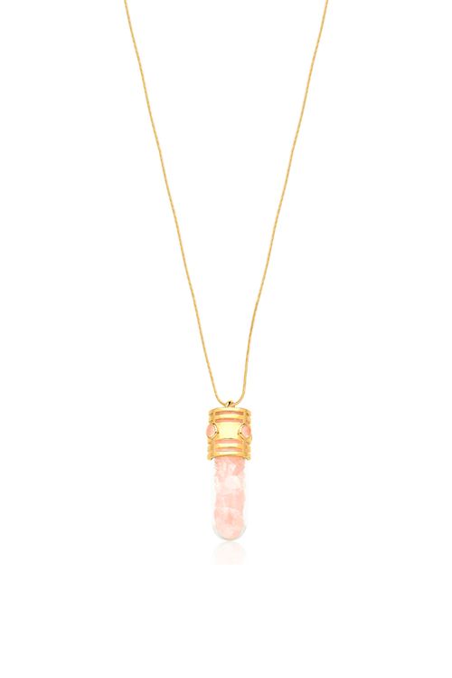 Colar Energia - Quartzo Rosa - Coleção Ícones Banho: Folheado a Ouro