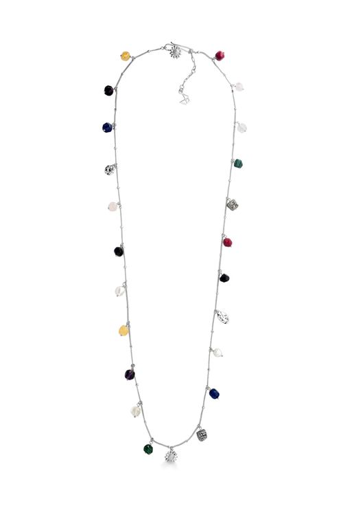 Colar Clície - Ametista, Cristal, Citrino, Drusa, Feldspato, Qtz Rosa e Azul, Malaquita, Pérola e Obs. - Coleção Ser Girassol Banho: Ródio Negro