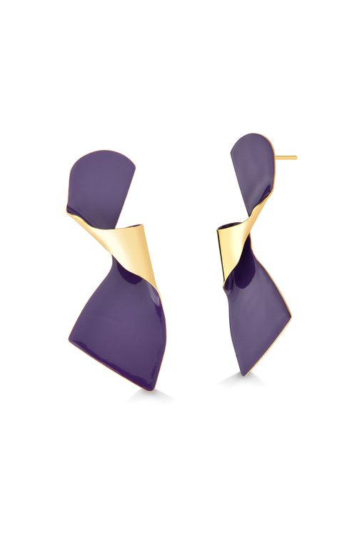 Brinco El Paisaje - Esmalte Roxo - Coleção Maria Dolores + Maria Valentina Banho: Folheado a Ouro