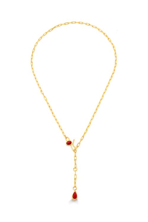 Colar Sweet - Feldspato Vermelho - Coleção Piquenique Banho: Folheado a Ouro