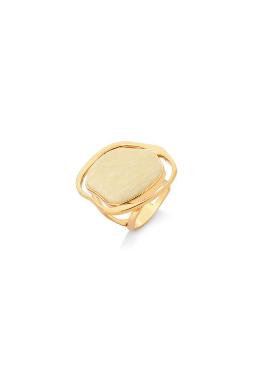 Anel Soleil - Feldspato Bege - Coleção Acquarella Banho: Folheado a Ouro