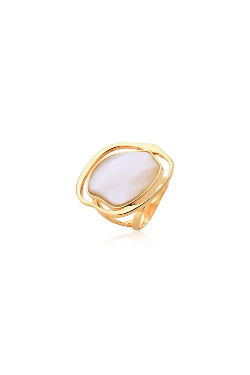 Anel Soleil - Madrepérola - Coleção Acquarella Banho: Folheado a Ouro