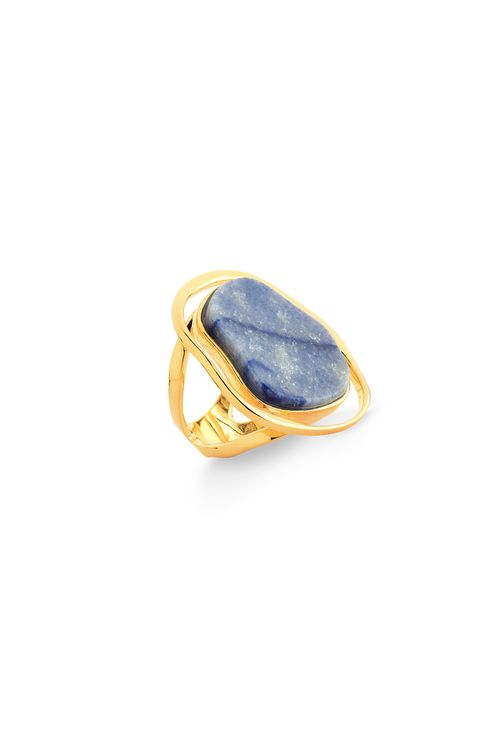 Anel Soleil - Quartzo Azul - Coleção Acquarella Banho: Folheado a Ouro