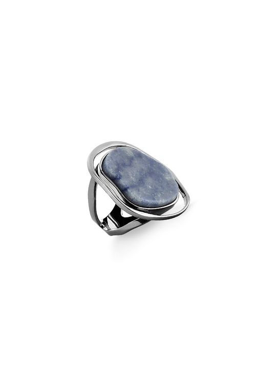 Anel Soleil - Quartzo Azul - Coleção Acquarella Banho: Ródio Negro