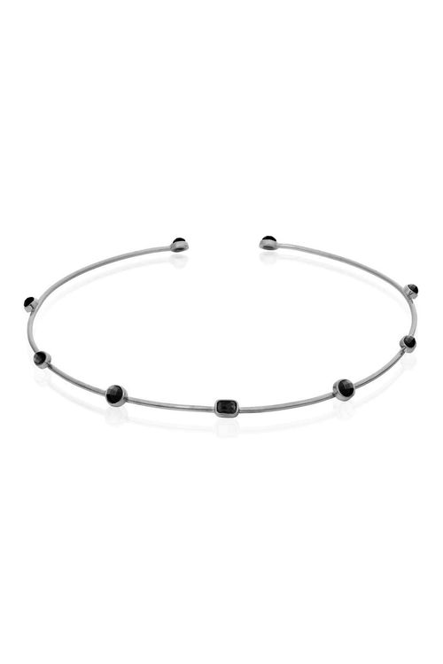 Colar Choker Brise - Ônix - Coleção Acquarella Banho: Ródio Negro