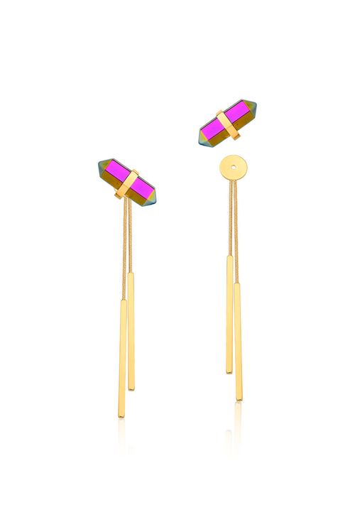 Brinco Petit Pierre - Cristal Multicolorido - Coleção Acquarella Banho: Folheado a Ouro
