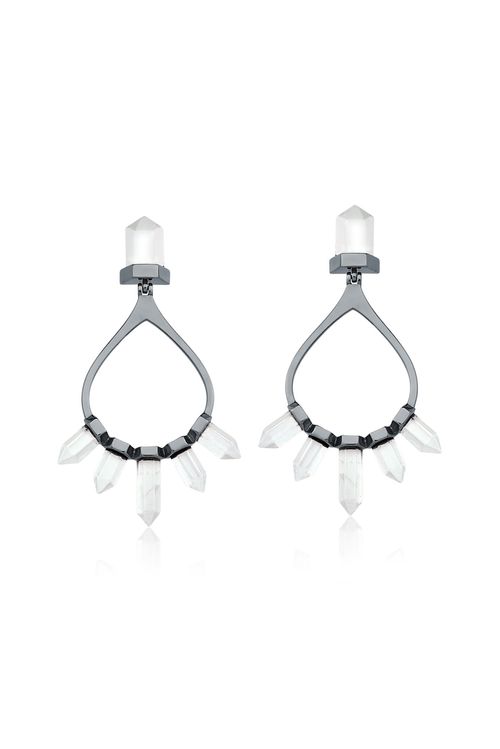 Brinco Pierre - Cristal - Coleção Acquarella Banho: Ródio Negro