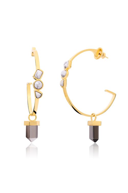 Brinco Argola Climat - Cristal Metalizado e Haulita - Coleção Acquarella Banho: Folheado a Ouro