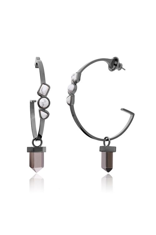 Brinco Argola Climat - Cristal Metalizado e Haulita - Coleção Acquarella Banho: Ródio Negro