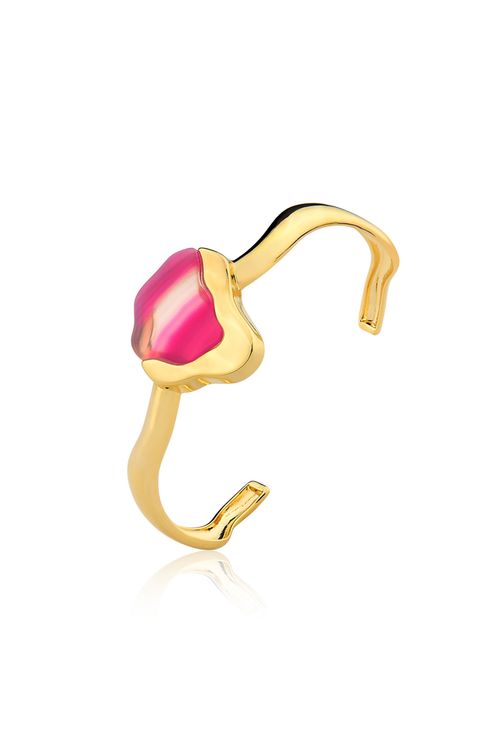 Pulseira Terre - Ágata Pink - Coleção Acquarella Banho: Folheado a Ouro