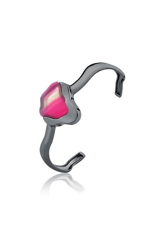 Pulseira Terre - Ágata Pink - Coleção Acquarella Banho: Ródio Negro
