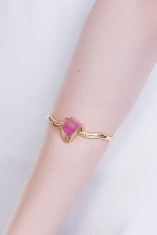 Pulseira Terre - Ágata Pink - Coleção Acquarella Banho: Folheado a Ouro