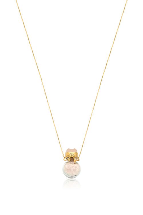 Colar Felicidade - Quartzo Rosa - Coleção Ícones Banho: Folheado a Ouro