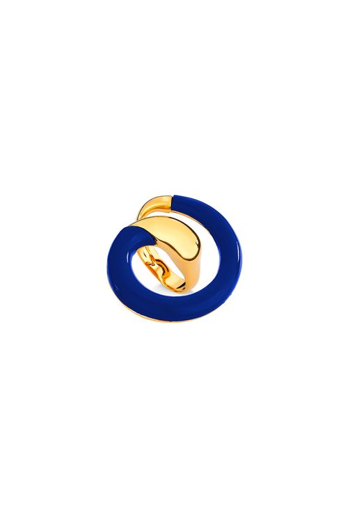 Anel Voltas do Mundo - Resina Azul - Coleção O Mundo dá Voltas Banho: Folheado a Ouro