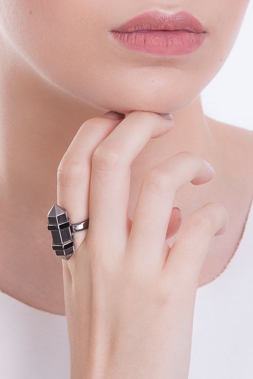 Anel Pierre - Cristal Metalizado - Coleção Acquarella Banho: Ródio Negro