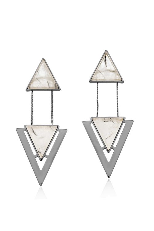 Brinco Two Pieces - Cristal Grafitado - Coleção Geometric Banho: Ródio Negro