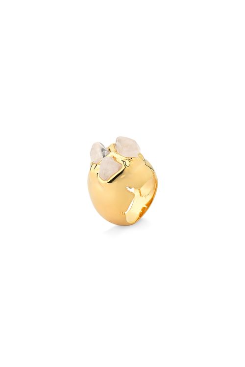 Anel Kintsugi - Cristal Grafitado - Coleção Paradoxo Banho: Folheado a Ouro