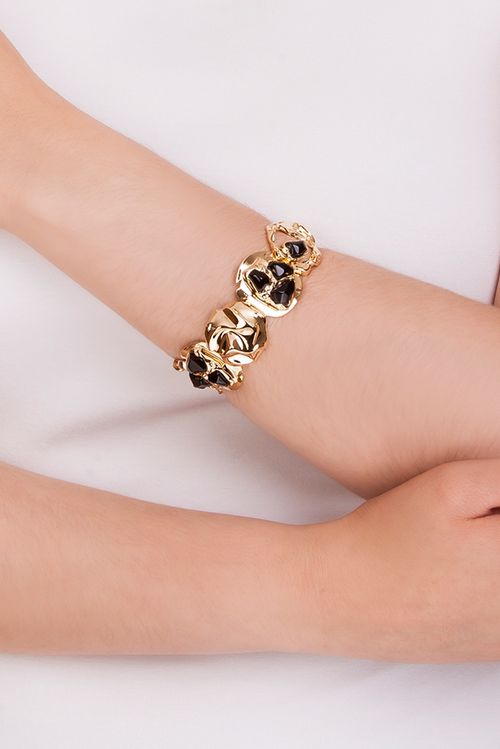 Pulseira Delírio - Ônix - Coleção Paradoxo Banho: Folheado a Ouro