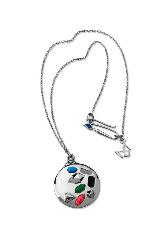 Colar Pop - Ágata Verde, Feldspato Vermelho, Obsidiana Preta e Quartzo Azul Anil - Coleção Galeria Banho: Ródio Negro
