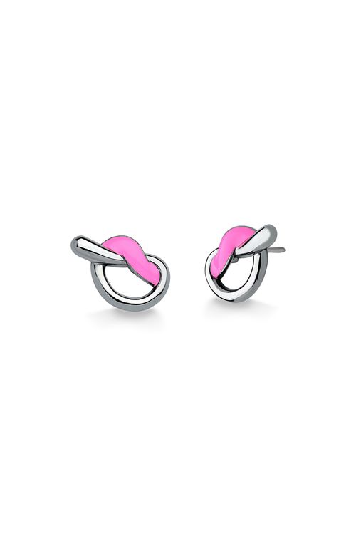 Brinco O Carinho - Neon Rosa - Coleção O Abraço Banho: Ródio Negro
