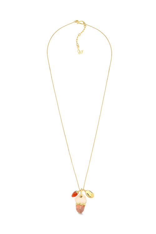 Colar Universo Singular - Cristal, Ágata de Fogo e Esmalte Mesclado Terroso - Coleção Ninguém Como Ela Banho: Folheado a Ouro