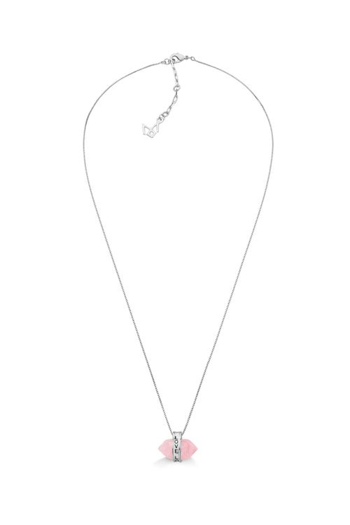 Colar Love Simples - Quartzo Rosa - Coleção Believe Banho: Ródio Negro
