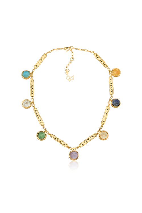 Colar Balance - Ágata Azul, Cristal, Quartzo Verde, Ametista, Quartzo Rosa, Sodalita e Citrino - Coleção Believe Banho: Folheado a Ouro