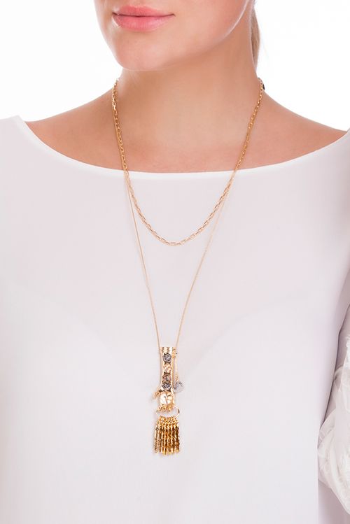 Colar Protection - Cristal, Cristal Grafitado e Drusa Metalizada - Coleção Believe Banho: Folheado a Ouro