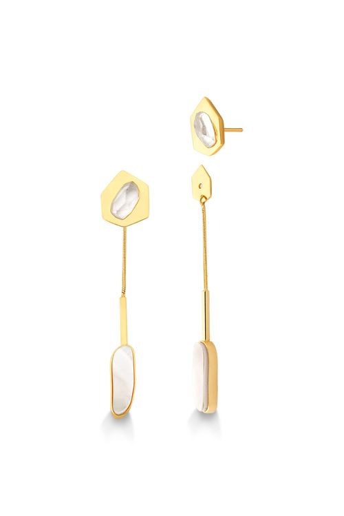 Brinco Coragem - Cristal e Madrepérola - Coleção Existe em Mim Banho: Folheado a Ouro