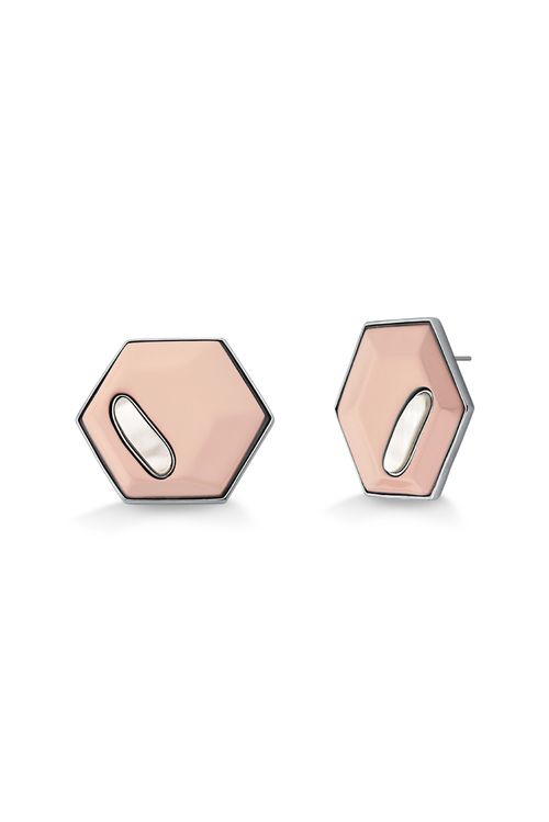 Brinco Verdade - Madeira Rosa e Madrepérola -Coleção Existe em Mim Banho: Ródio Negro