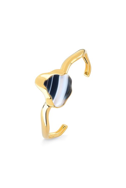 Pulseira Terre - Ágata Preta - Coleção Acquarella Banho: Folheado a Ouro