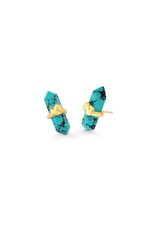 Brinco Knot Petit - Turquesa Mexicana - Coleção In Love Banho: Folheado a Ouro