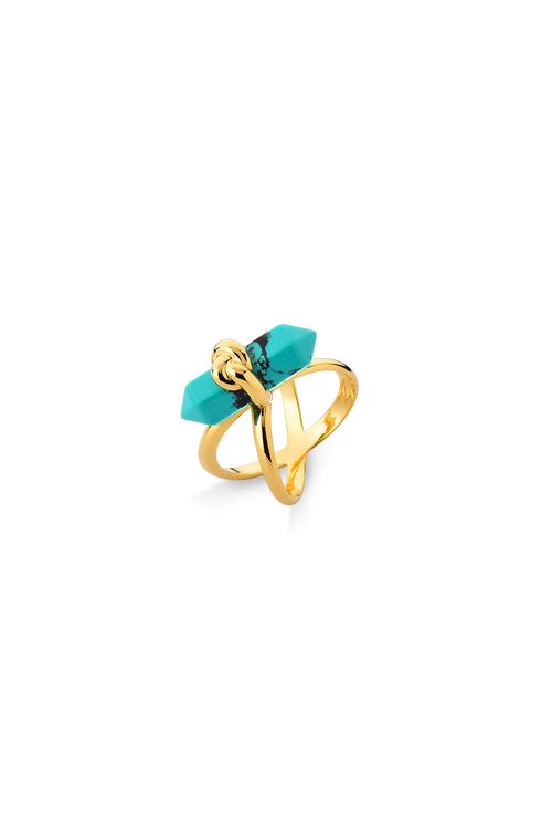 Anel Knot - Turquesa Mexicana - Coleção In Love Banho: Folheado a Ouro
