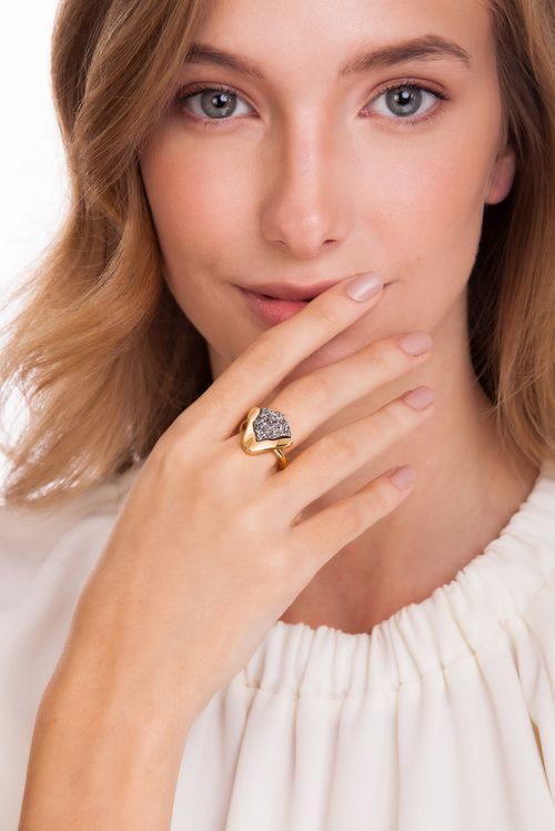 Anel Terre - Drusa Metalizada - Coleção Acquarella Banho: Folheado a Ouro