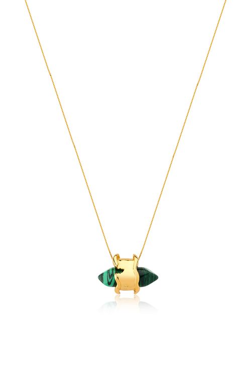 Colar Rasgo - Malaquita - Coleção Paradoxo Banho: Folheado a Ouro